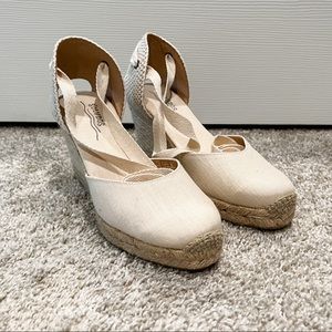 Soludos Espadrille Wedges Ivory Size 6 fits 6.5